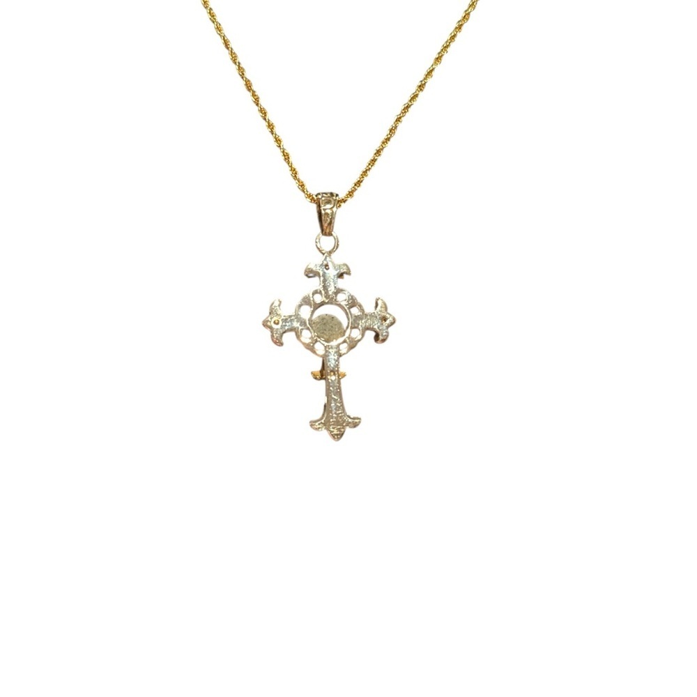 Gold and Silver Cross Pendant Necklace - Picture 4 of 7